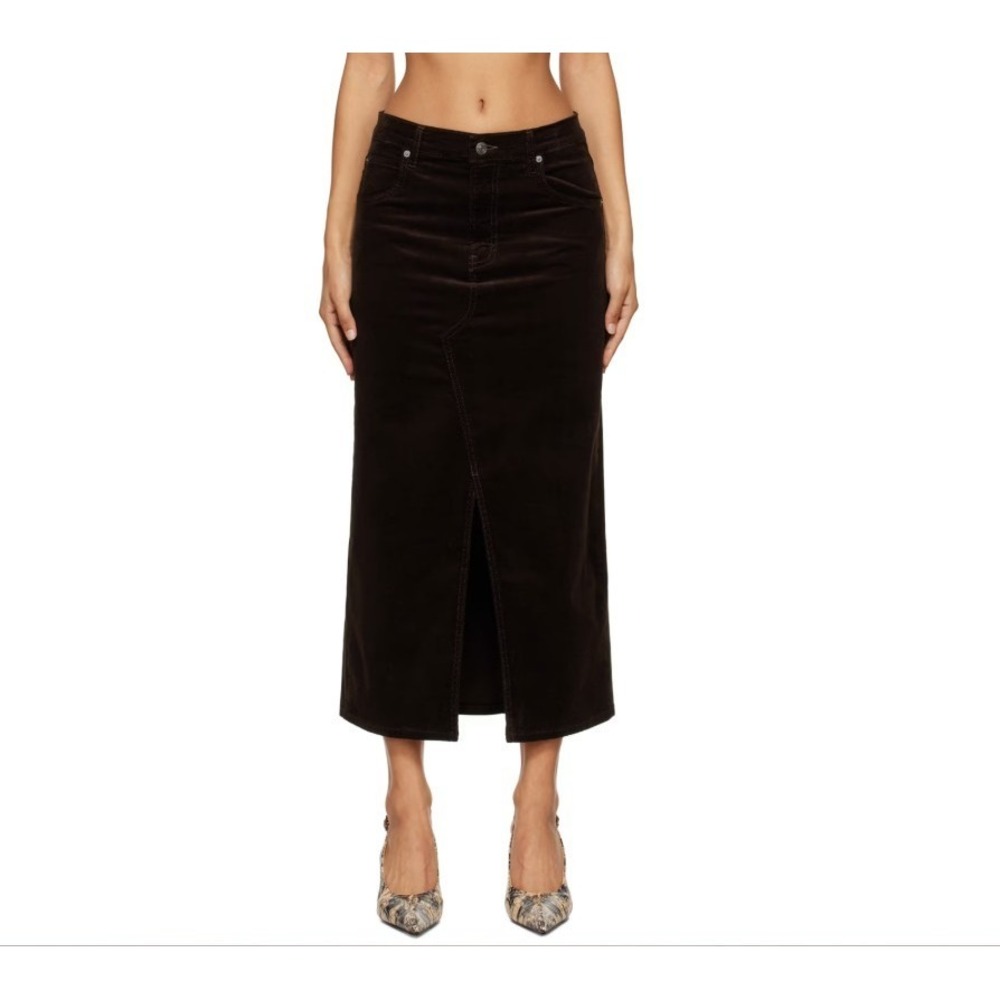 Frame Denim The Corduroy Midaxi Skirt Espresso‎ Chocolate Brown Size 24/26 (0-2)